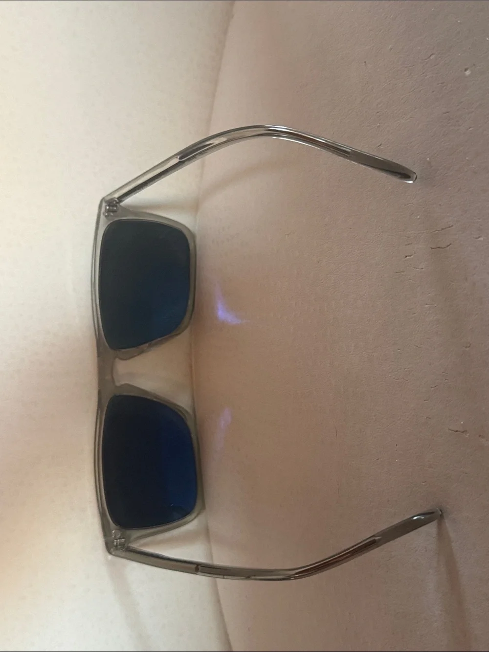 Oliver Peoples Clear Acetate Sunglasses with Green Lenses